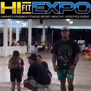 Chad Owens with Keiki at Hawaii Fit Expo