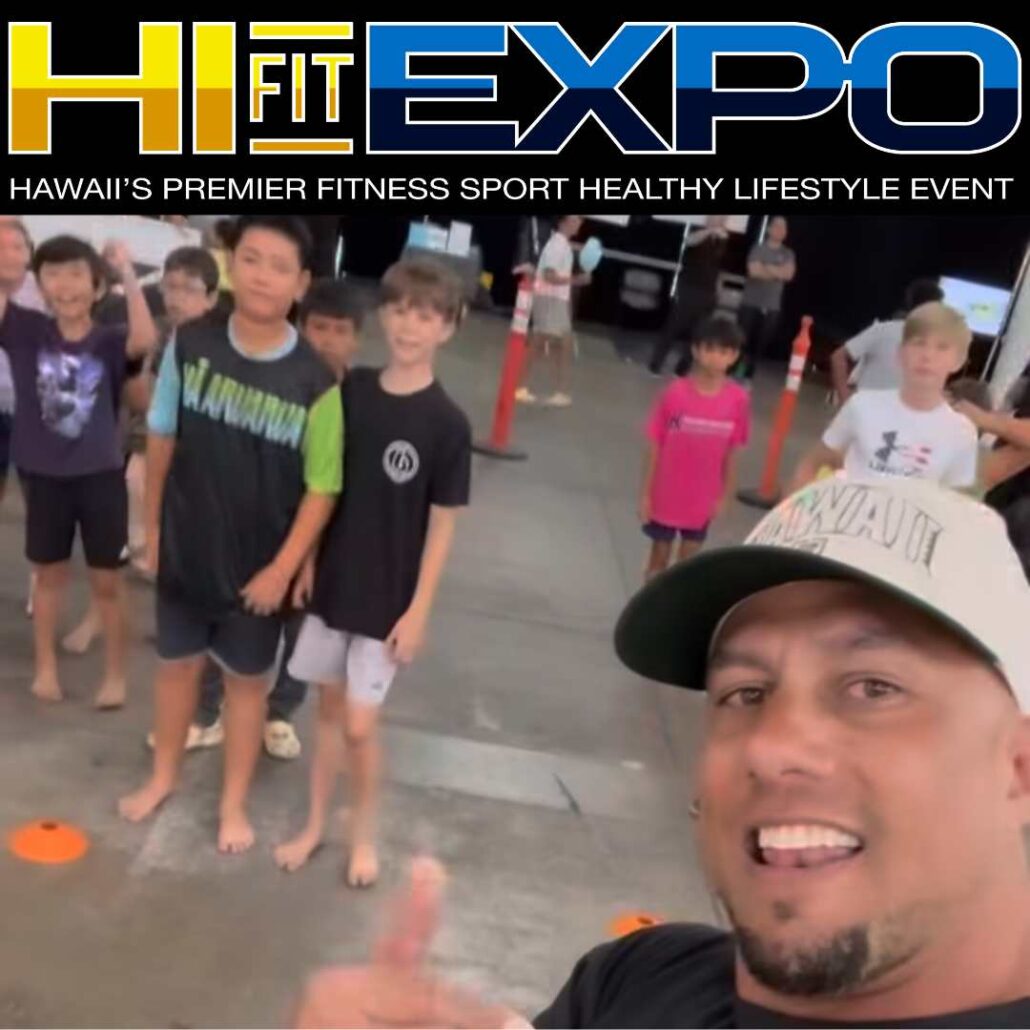 Chad Owens with Keiki at Hawaii Fit Expo
